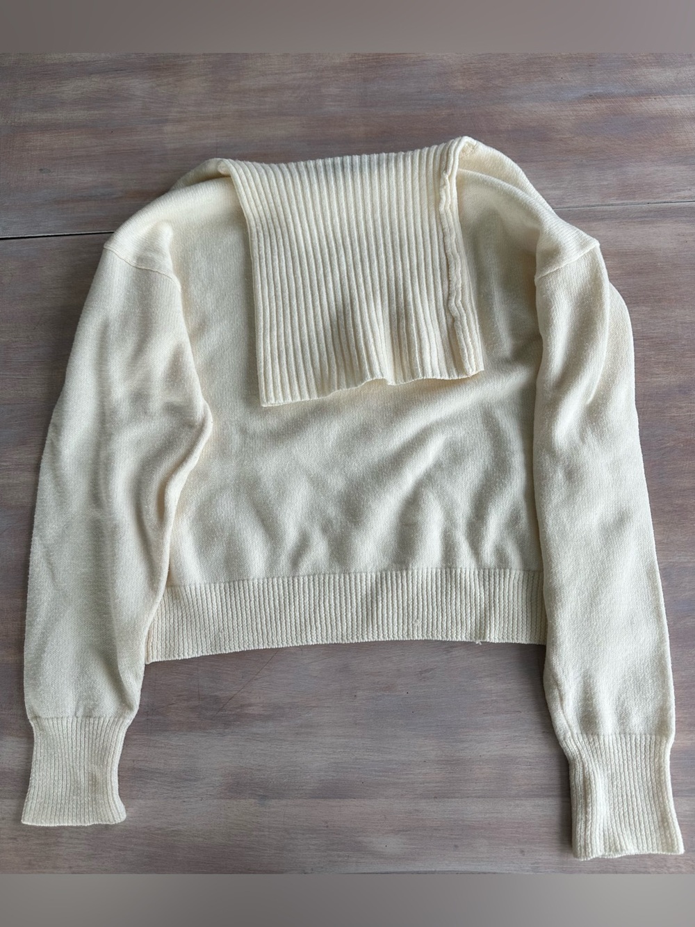 Lulu's Cozy Cream Cropped Cowl Neck Sweater S